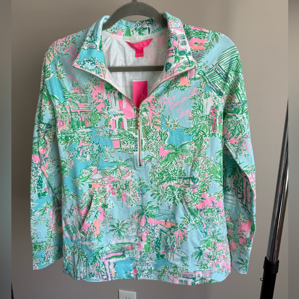 Lilly Pulitzer Skipper Popover pullover jacket/quarter zip in Palm Beach print